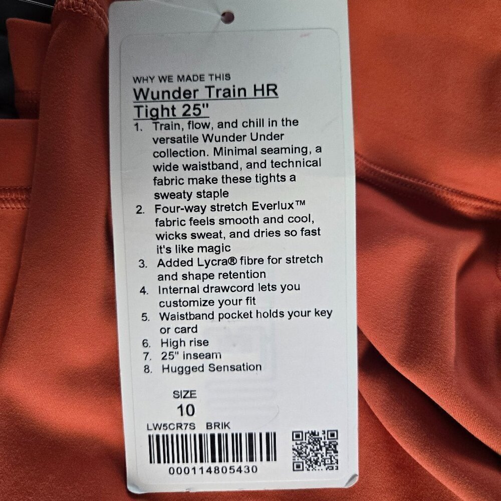 NWT Lululemon Wunder Train High-Rise Tight 25" - 10 Brick - Picture 6 of 8
